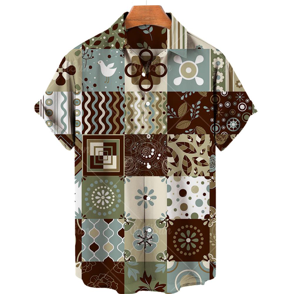 Summer Hawaiian Beach Casual Shirt 3D Pattern T-shirt Retro Short Sleeve Vacation Outdoor Men's and Women's Shirt