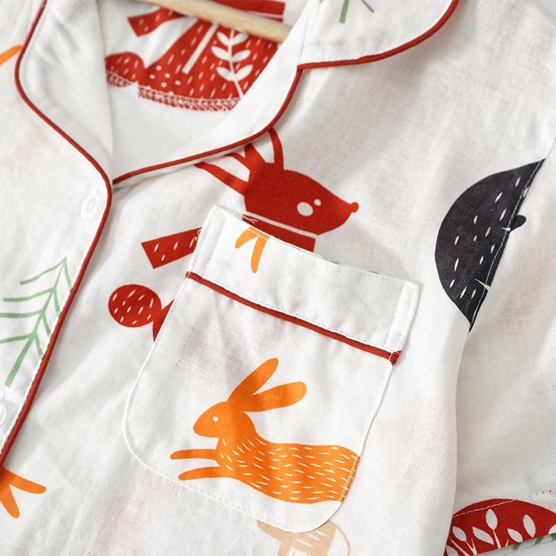 Japonská jednoduchá krátká pyžama dámská 100% bavlna krátké rukávy dámské pyžamové soupravy šortky Roztomilé kreslené oblečení na spaní dámské domácí oblečení