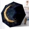 1 Stück Mond Sterne Automatischer Faltregenschirm Tragbarer Zusammenklappbarer Regenschirm für Alle Jahreszeiten, 8-Speichen Langlebige Konstruktion, Perfektes Geschenk 068