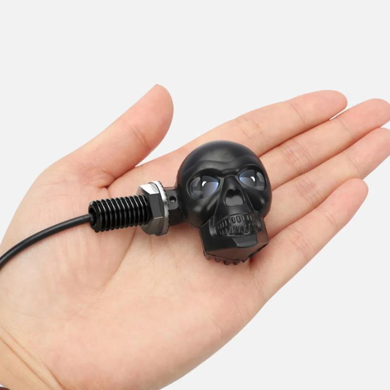 2Pcs Motorcycle Led Skull Shape Waterproof Turn Light Auxiliary Headlights Scooter Driving For Racer Spotlight