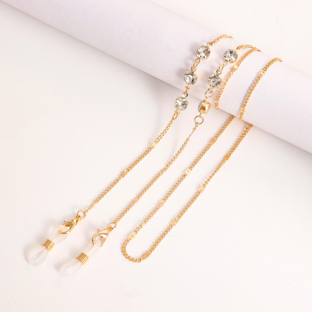 European and American masks hanging chain glasses chain imitation pearl mask chain color zircon metal glasses chain