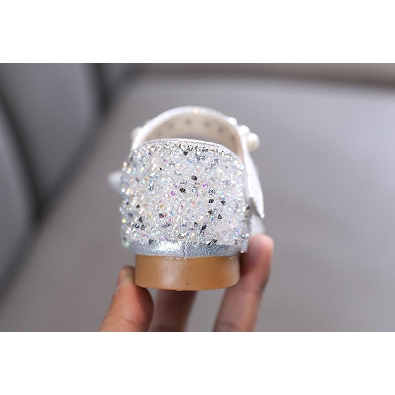 Spring-autumn Korean-style girls' small/medium/large children's dance flat shoes, performance shoes, princess leather shoes with bowknot