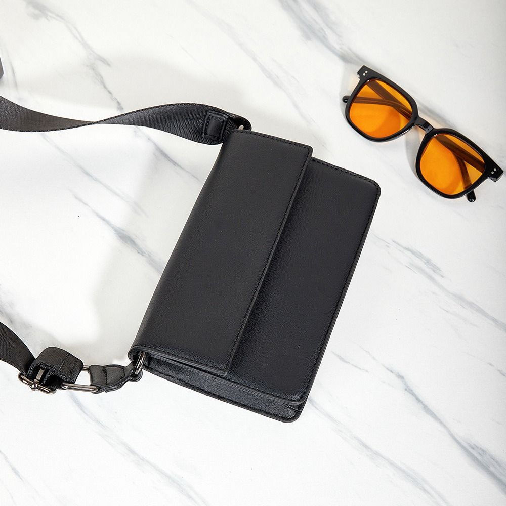 Pu Male Crossbody Bag Large Capacity Rectangular Shoulder Bag Simple Men's Messenger Bag  Work