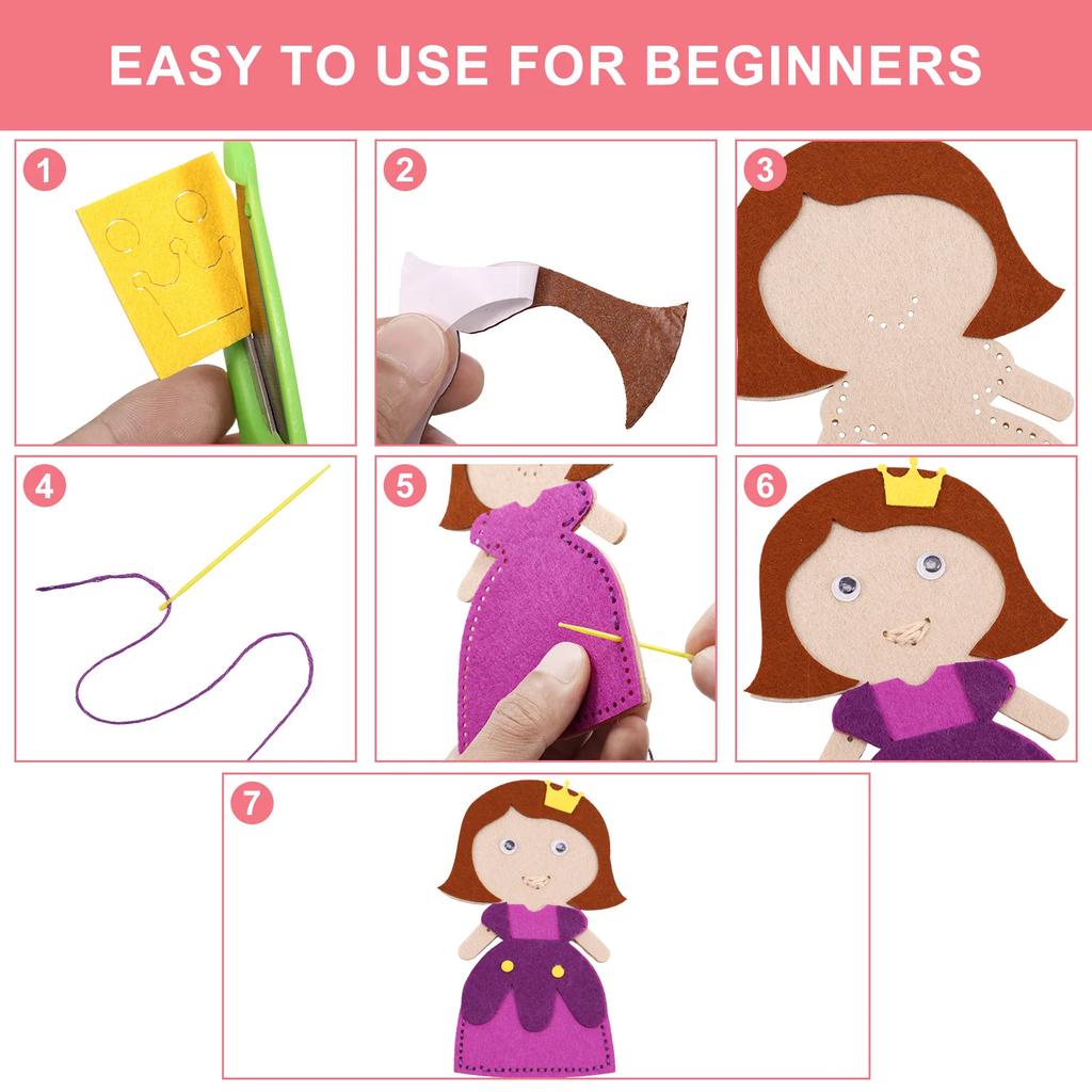 Kids Sewing Kit Fun Animals Craft Kit DIY Sewing Felt Plush Animals for Kids Beginners Educational Sewing Set Girl Art Toy