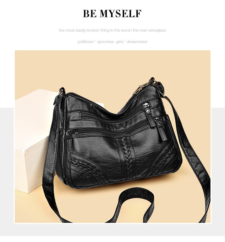 Korean Style Multi-Layer Soft Leather Crossbody Bag for Women - 2025 Large Capacity, Versatile Single Shoulder Bag for Moms