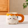 Cute Birthday Cat Candle Mug with Lid & Spoon - Heart Coffee Cup Gift