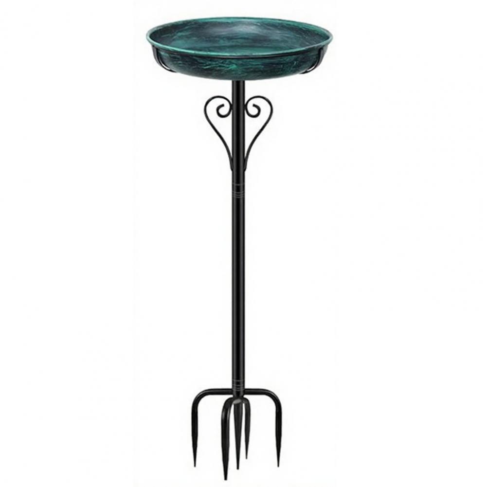 Bird Waterer Bird Feeder Spacious Iron Art Bird Bath with Ground Insert Outdoor Birdbath Bowl with 5-prong Metal Base Winter Gar