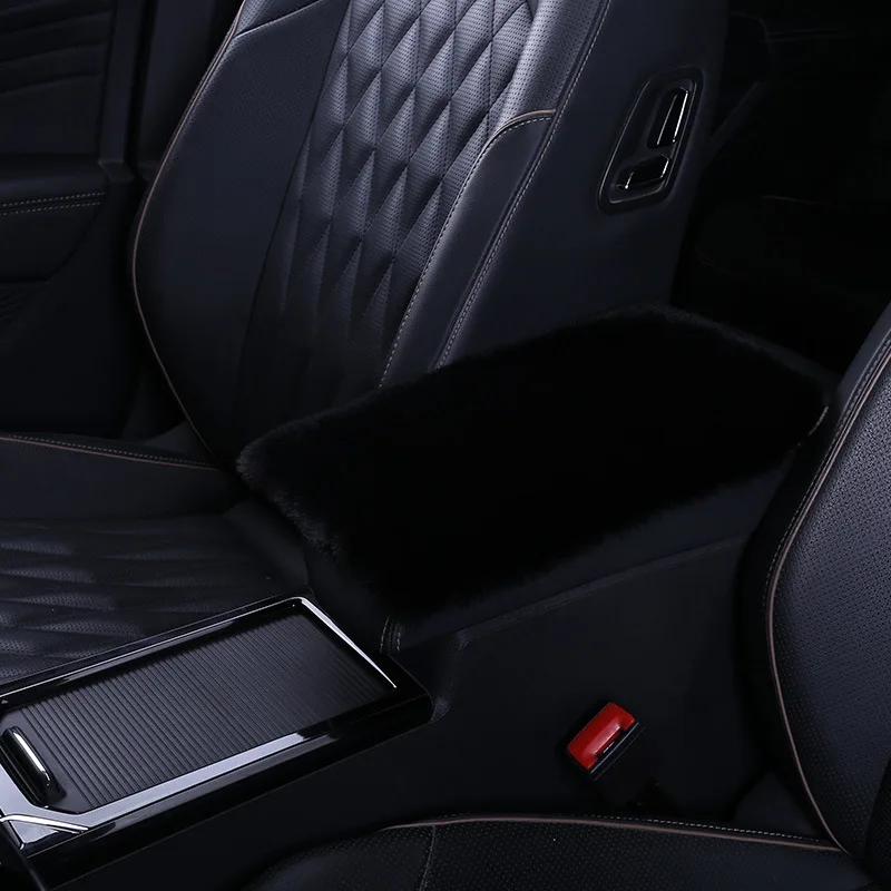 Imitation Rabbit Plush Car Armrest Box Mat Interior Center Armrest Box Cover Handhold Cover Mat Protection Mat Accessories Tools