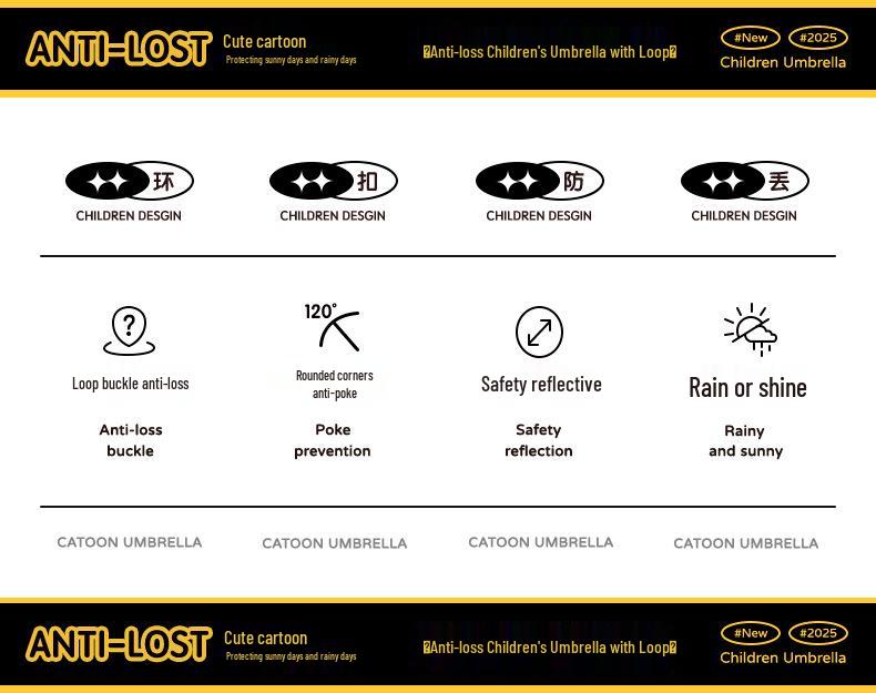Children's Safe Automatic Umbrella - Anti-Stab, Rounded Corners for School Boys & Girls