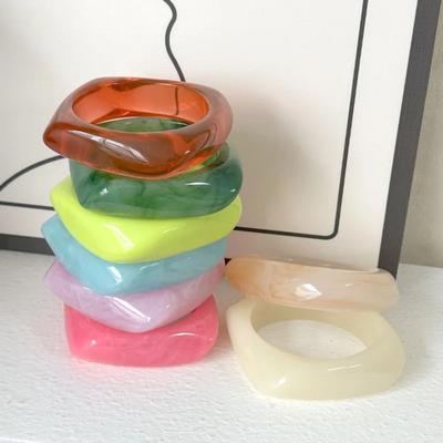 Acrylic Geometric Chunky Bangles Colorful Wristband New Charm Bracelet  Jewelry Gifts