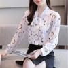 M-4XL Women Spring Summer Style Chiffon Blouses Shirts Lady Casual Long Sleeves Bow Tie Collar Printed Blouses Tops