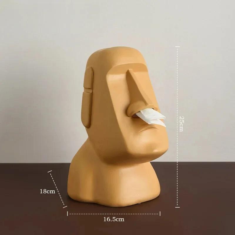 Kitchen Moai Stone Statue Island Portrait Dispenser Tissue Box Napkin Storage Mouth Organizer Accessories Useful Things Decor