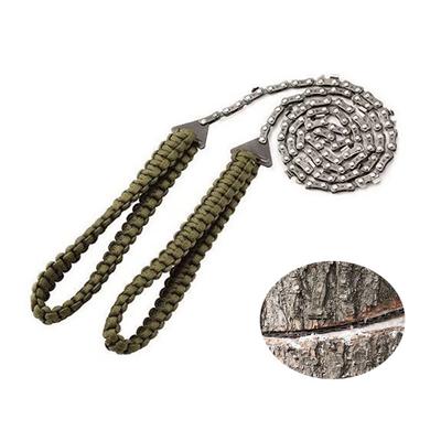 Motosserra de bolso de 27 polegadas e 11 dentes com alça de paracord Serra de corrente manual Sobrevivência de emergência ao ar livre