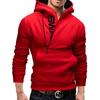 2024 Men's Black Color Block Pullover Hoodie with Side Zipper