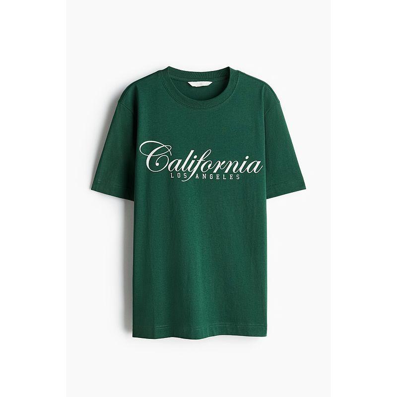 

Hm025 Лето Новая Женская одежда Топ Мода Повседневный Досуг Короткий рукав Базовый Свежий Принт Футболка 1274171 Dark green/California 155/76