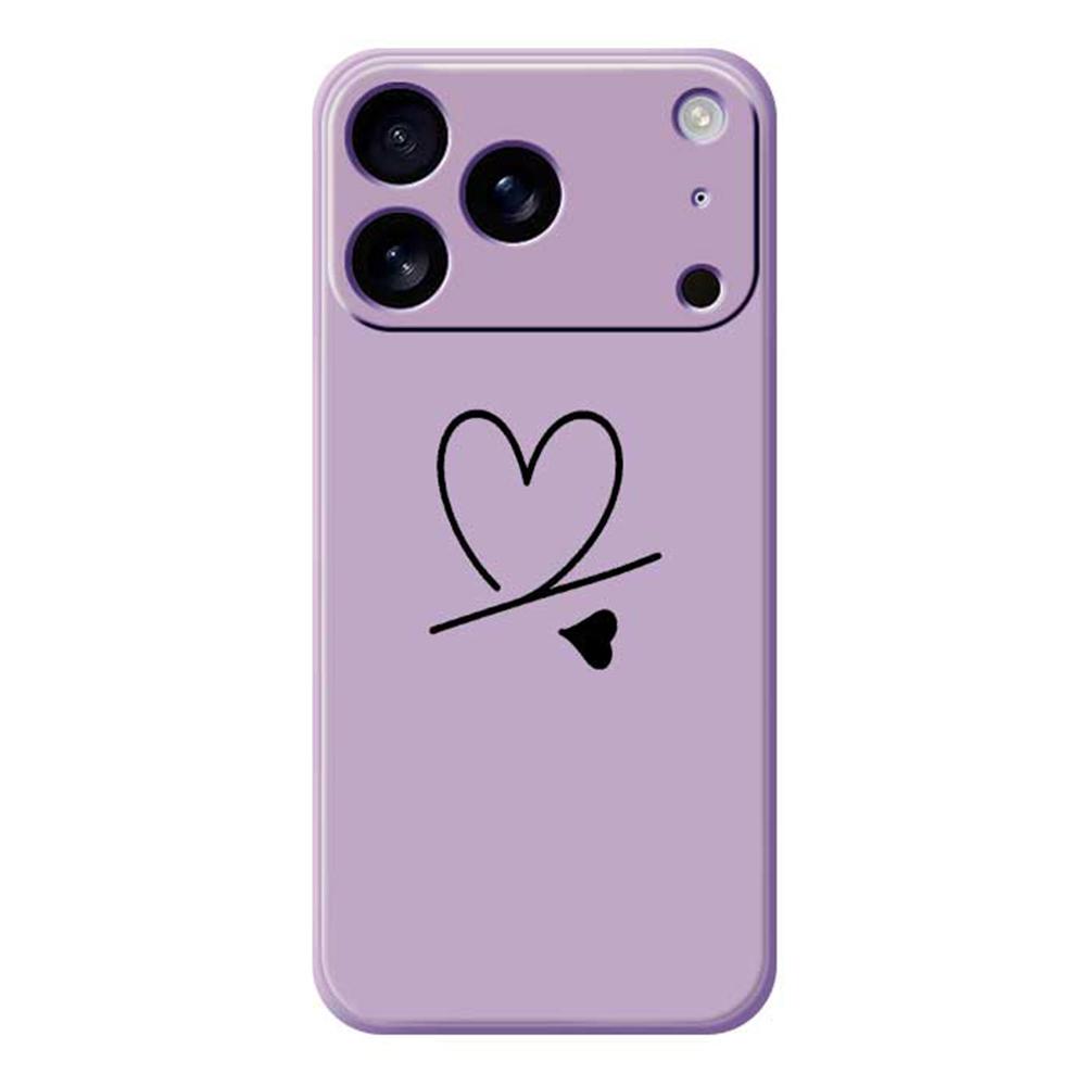 For iPhone 17 Pro Max Case Black Love Pattern Printing Straight Edge TPU Phone Back Cover