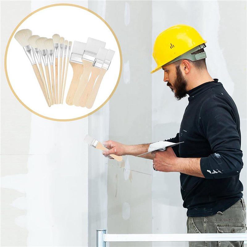 Premium-Mop Brush For Acrylic Painting, Assorted Size Acrylic Paint Brush Set Blending Mop Brushes With Wooden Handle 24PCS Set