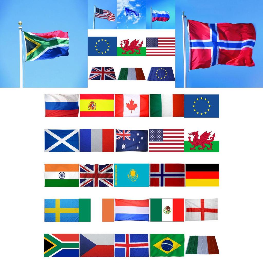 Bandera Mundial Vivida de 5 pies X 3 pies que Muestra el Orgullo Nacional Para Inglaterra EE. UU. Australia Y Más