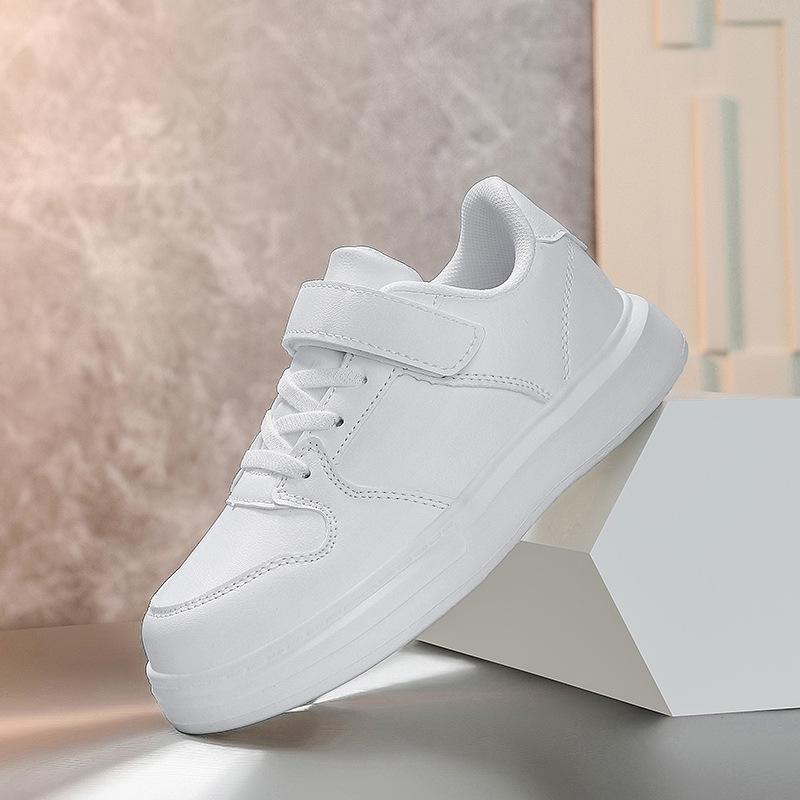 Kids' Spring/Autumn 2026 Leather Waterproof Sports Shoes - Black & White Styles