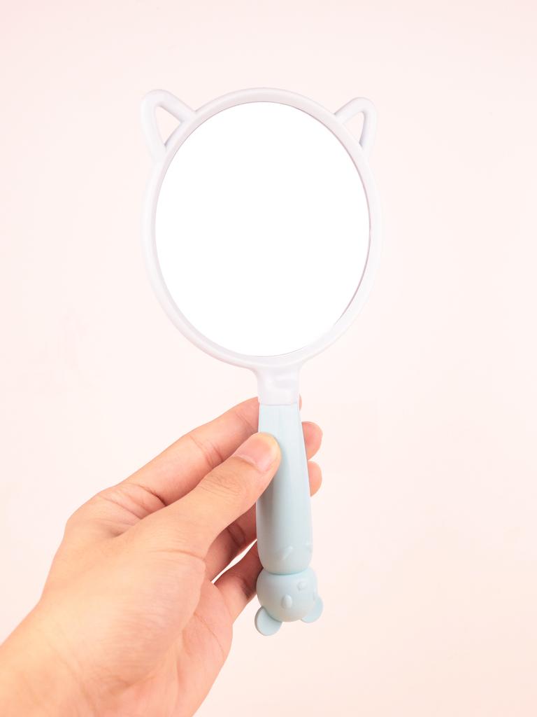 1pc creative design portable circular makeup mirror with handle, compact women's makeup mirror tool Special for real hair wigs