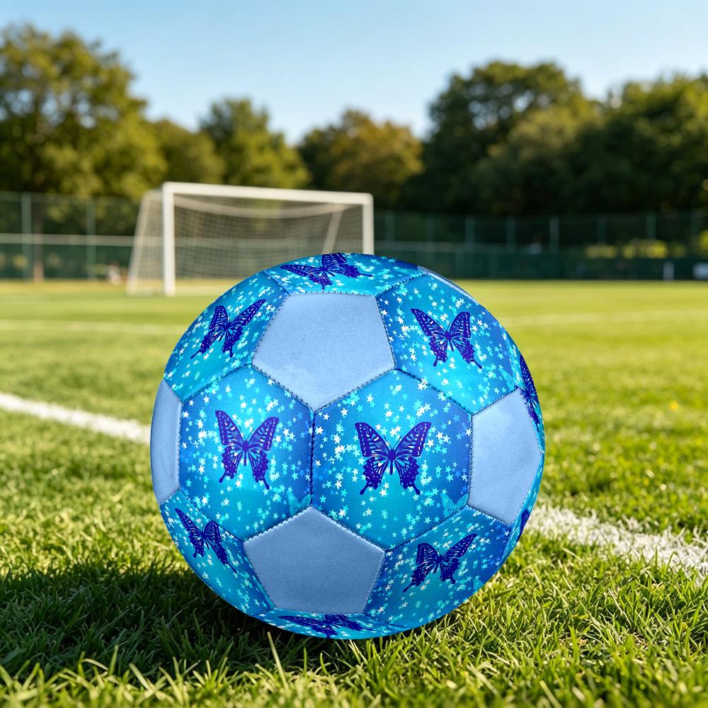 1PC Blue Butterfly Stars Soccer Ball Size 5 Football Machine Sewn Indoor/Outdoor Universal Football Gift W32