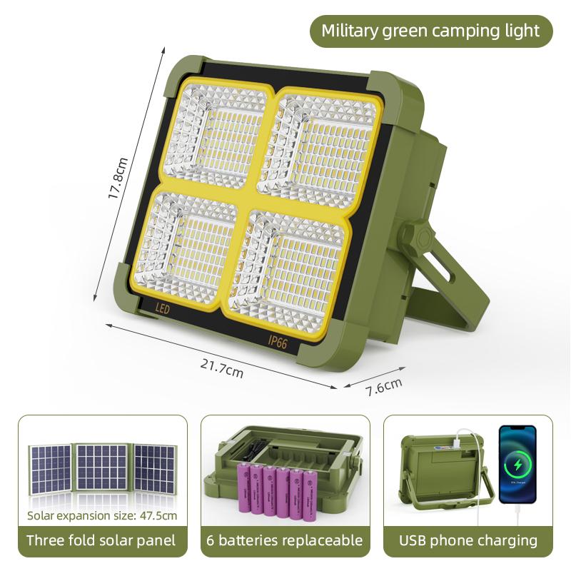 288LED Floodlight USB Rechargeable Camping Lamp IP66 Camping Lantern Solar Work Night Light Portable Outdoor Solar Flood Light