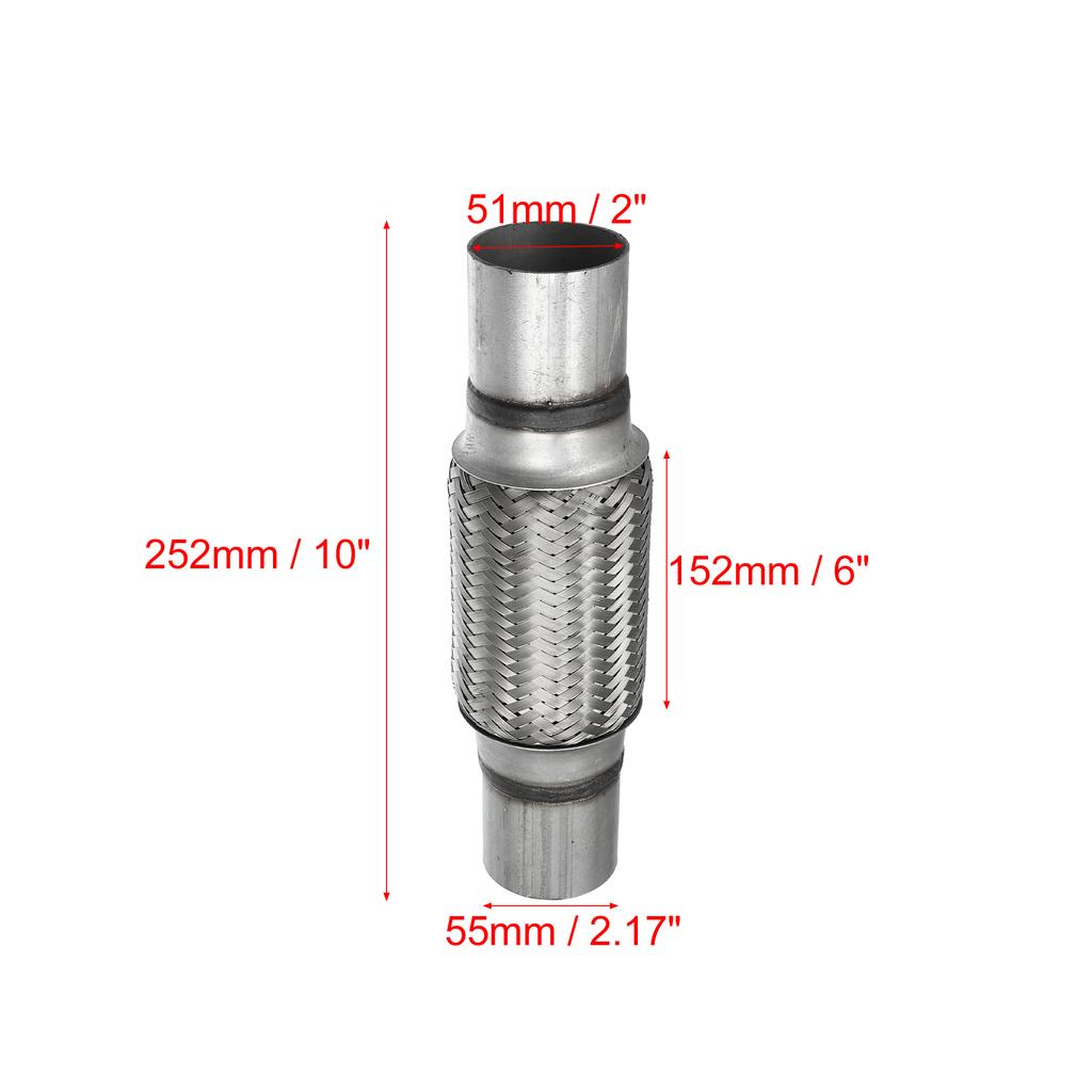 X Autohaux 51mm 58mm 65mm 76mm Stainless Steel Car Muffler Exhaust Flexible Pipe Tubing Universal Exhaust Joint