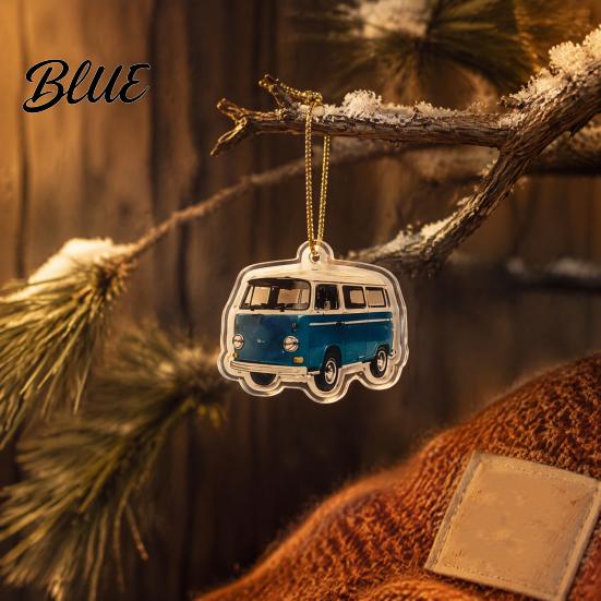 Retro RV Holiday Countdown 24-Day Camping Van Advent Calendar Acrylic Hanging Ornament Set with Desktop Christmas Display 24 Unique Designs,