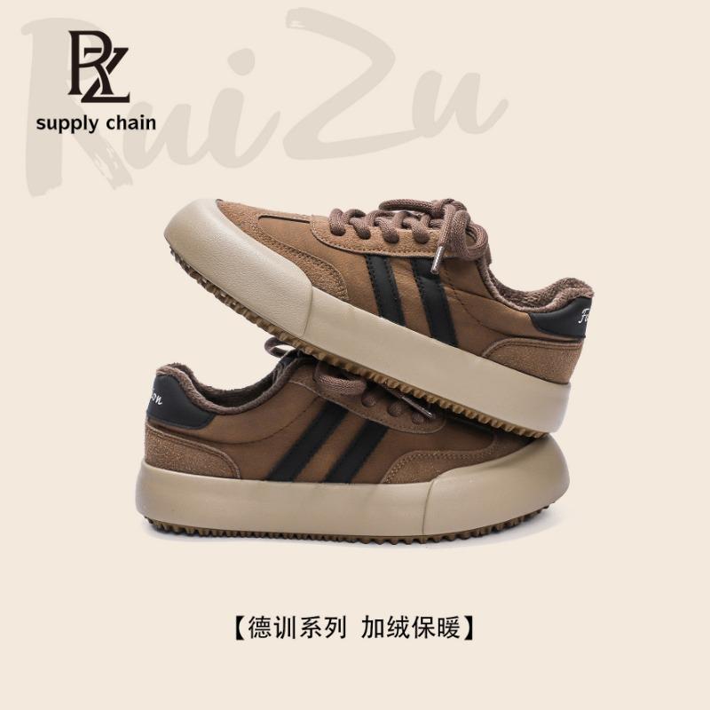 

5 velvet retro women s board shoes autumn and winter new casual round head lace-up design sense 40 коричневый