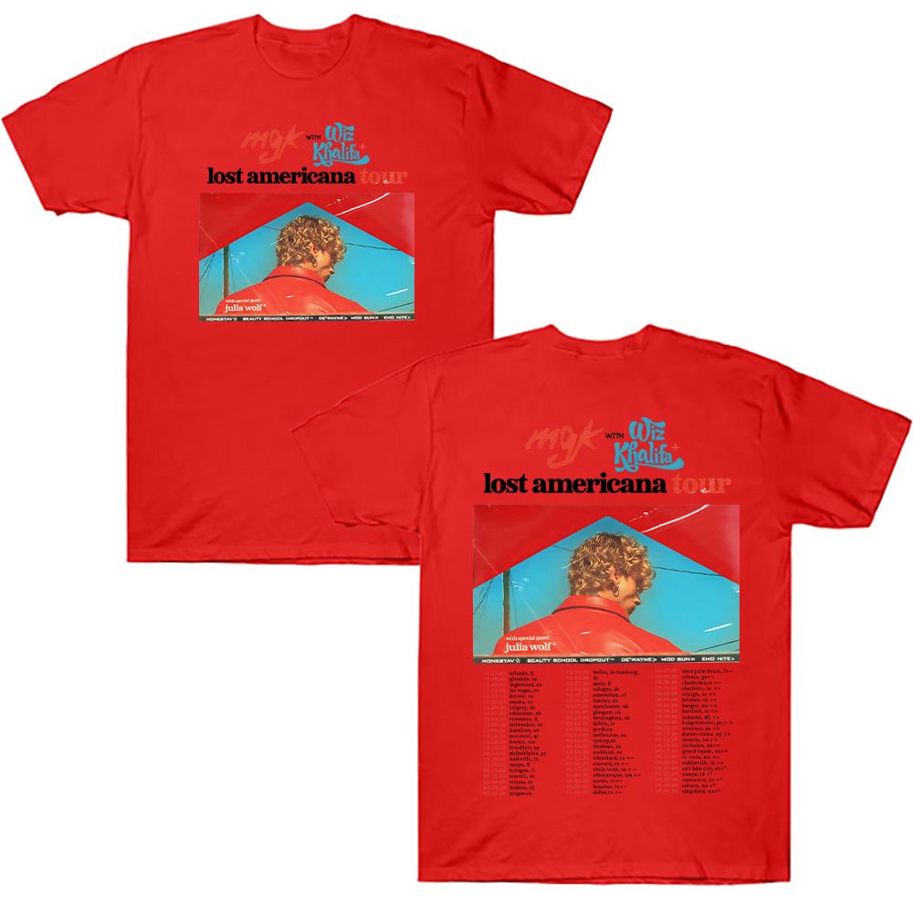Rapper MGK Lost Tour 2025 2026 Ανδρικά T-Shirts Στρογγυλή Λαιμόκοψη Βαμβακερά Ρούχα Unisex Καινούργια Μπλουζάκια Κοντομάνικα Καλοκαιρινά Αναπνέοντα Streetwear