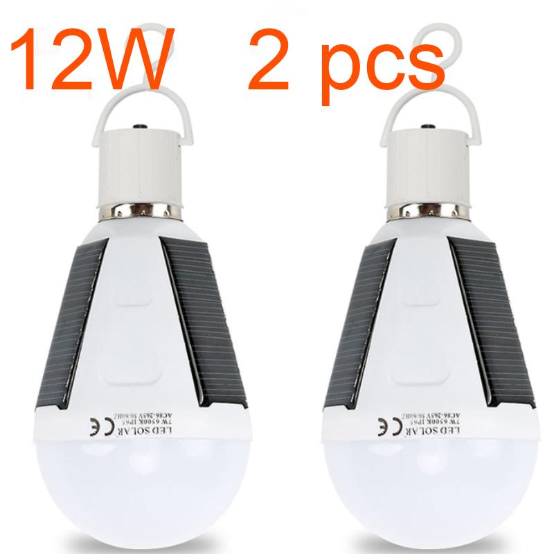 Wiederaufladbare LED-Glühbirne E27 LED-Solarlampe 7W 12W 85V-265V Außen Notfall Solarbetriebene Glühbirne Reise Angel Camping Licht
