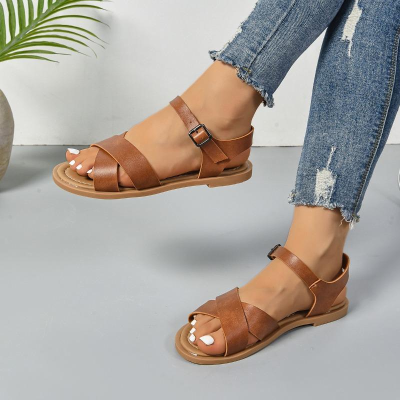 Large Size Flat Sandals Women's Summer New Round Toe