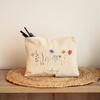 Personalised Wild Flower Canvas Makeup Bag Gift for Bridesmaids Mom Weddings Birthdays Everyday Use Pencil Case Back To School