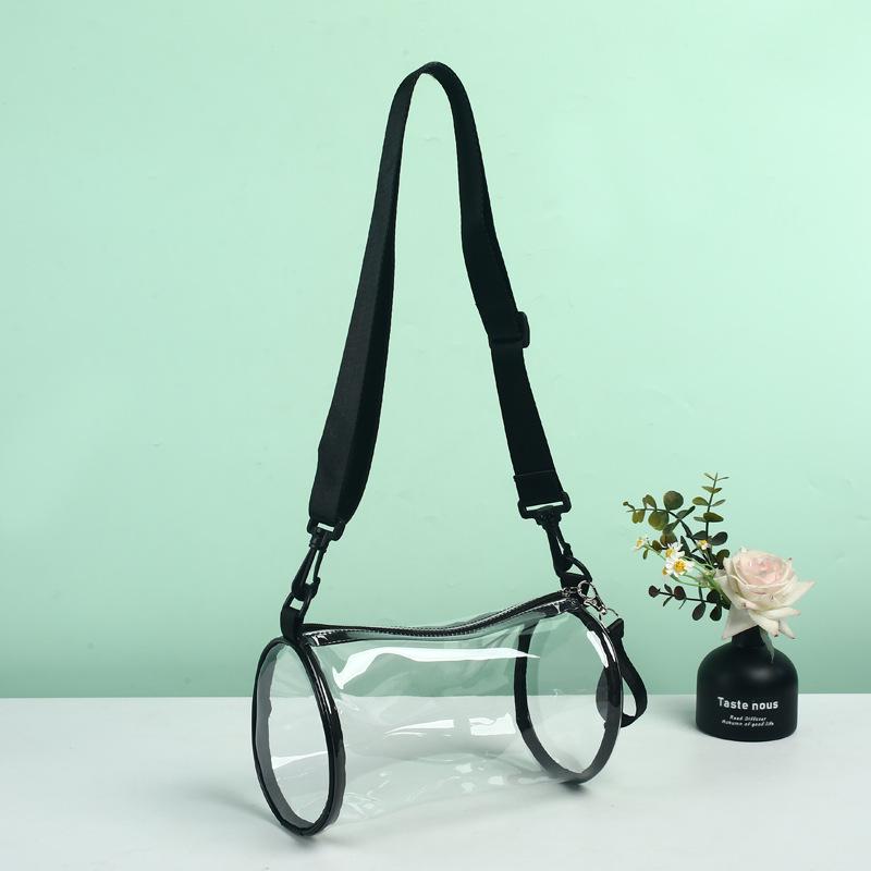 Clear PVC Cosmetic Bag - Portable Travel Toiletry Storage Crossbody Cylinder