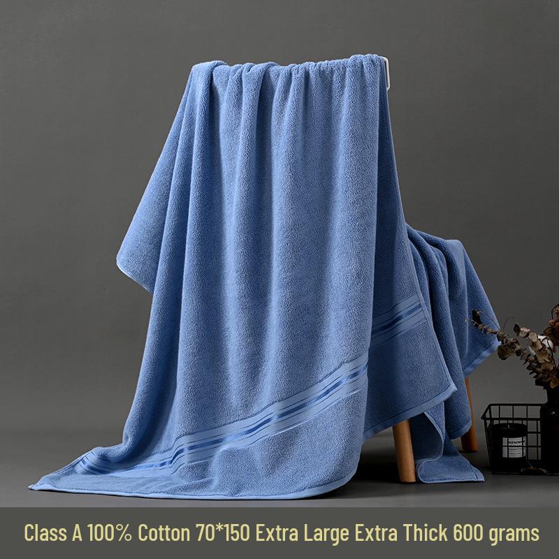Premium Large Class A Pure Cotton Bath Towel 70x140cm, Thickened with Polyester-Cotton LOGO, Ideal for Beach or Gift, Supermarket Class B