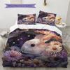Rabbit in Flower Bush  Pattern Bedding Quilt Set  Home Decoration  Gift (1 * duvet cover + 2 * pillowcase, without core)