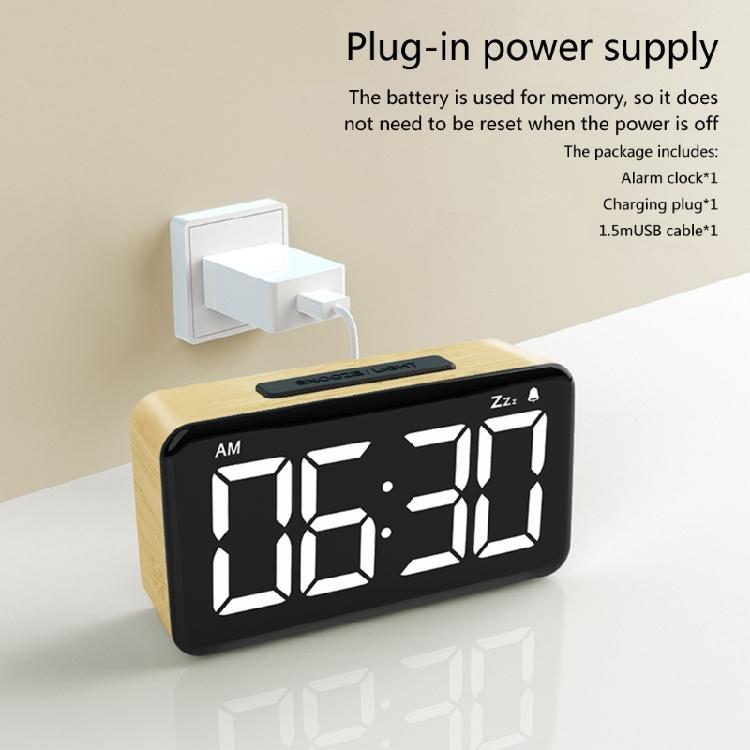 Large LED Display Digital Clock with Snooze Function 12/24Hr Bedroom Clock
