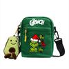 Grinch Christmas Canvas Mini Crossbody Bag With Zipper And Internal Storage For Daily Outings