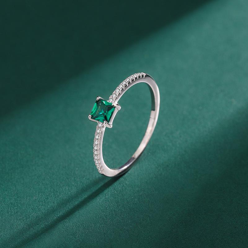 12 Birthstone 925 Sterling Silver Women's Zircon Ring - Elegant Red Book Style Jewelry, Perfect Birthday Gift