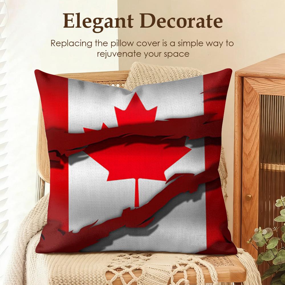 Canada Canadian Flag CA Leaf Cushion Cover Natural Linen Organic Fabric DoubleSided Printing Sofa Home Decor Gift Pillow Case