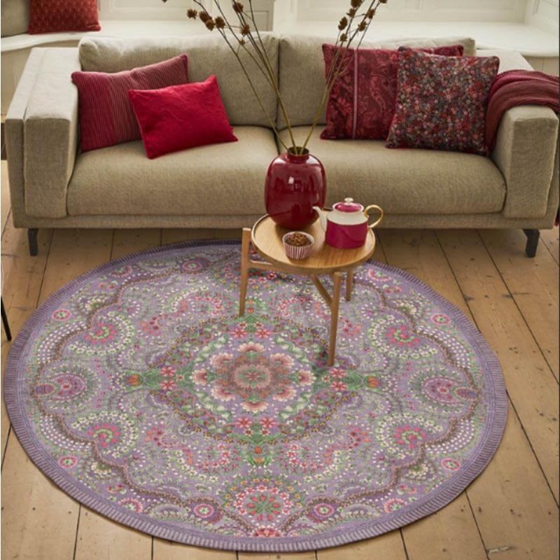 Bohemian Style Round Mat Living Room Game Bedroom Kitchen Balcony Door Rugs Bedroom Non-Slip Game Home Decoration Retro Carpet