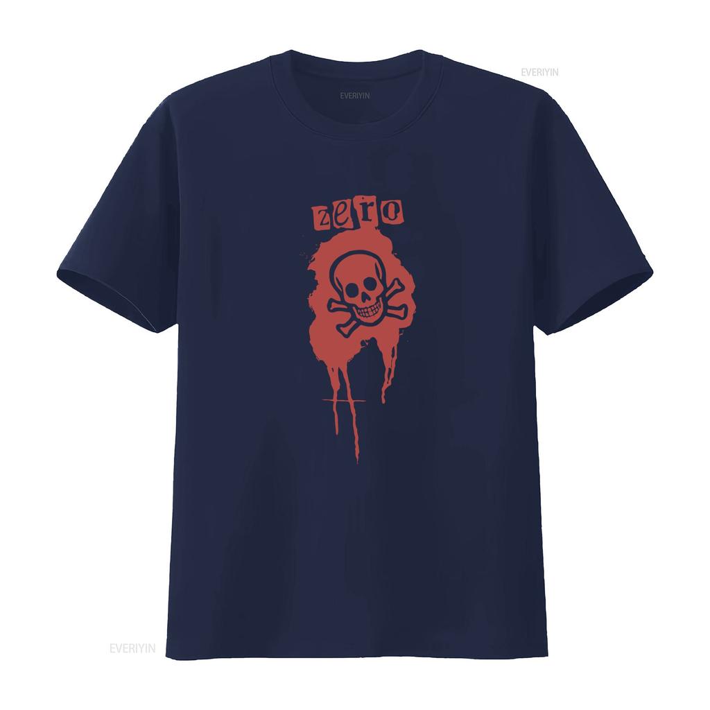 Vintage 90s Zero Skateboards Navy Blue T Shirt with Skull and Crossbones Print Size M Vintage Washed Slightly Breathable