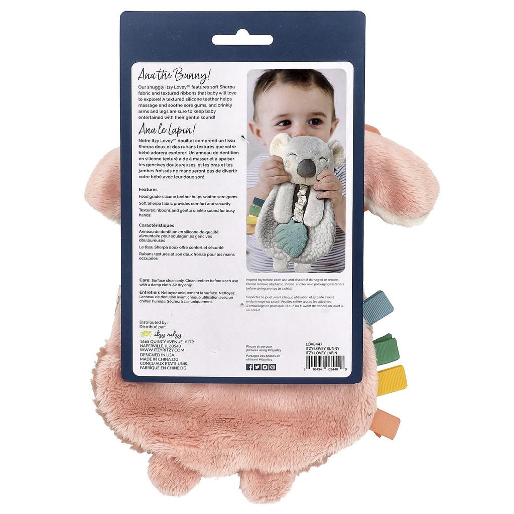 Itzy ritzy, Itzy Lovey™, Plush Lovey, Silicone Tedder, 0+ months, Ana The Bunny, 1 Tedder