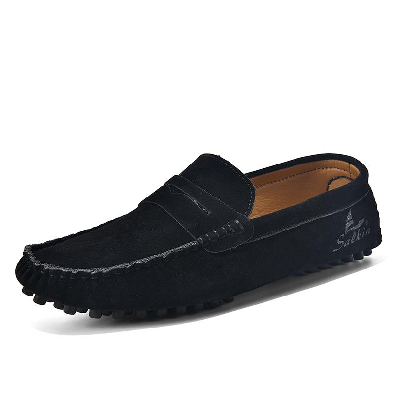 Fashion Suede Leather Mens Handmade Loafers Male Casual Driving Flats Slip-on Shoes Handmade Comfy Moccasins Leisure Walk Business Shoes