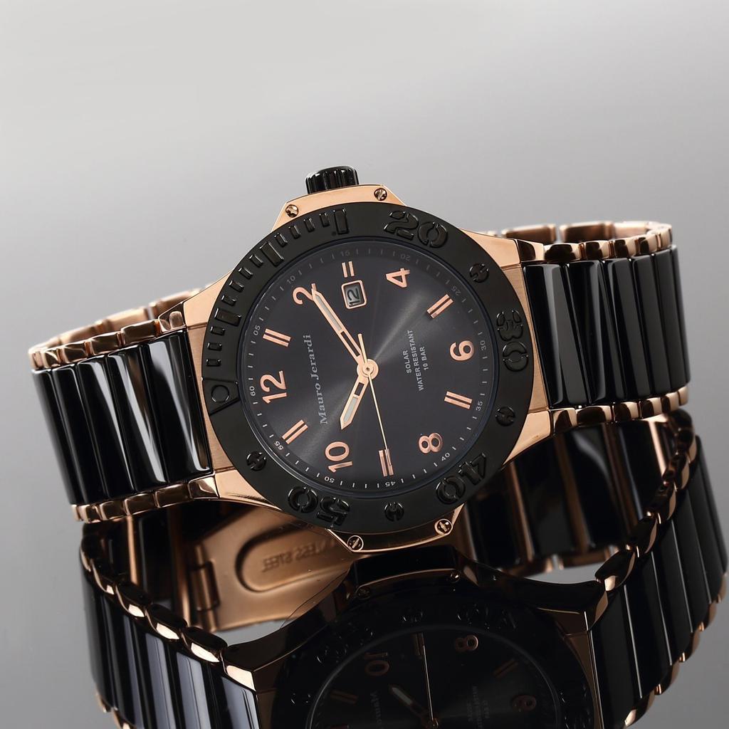 [Mauro Geraldi] Watch Solar Ceramic 10 ATM Water Resistant Calendar MJ034-5 Men's Black