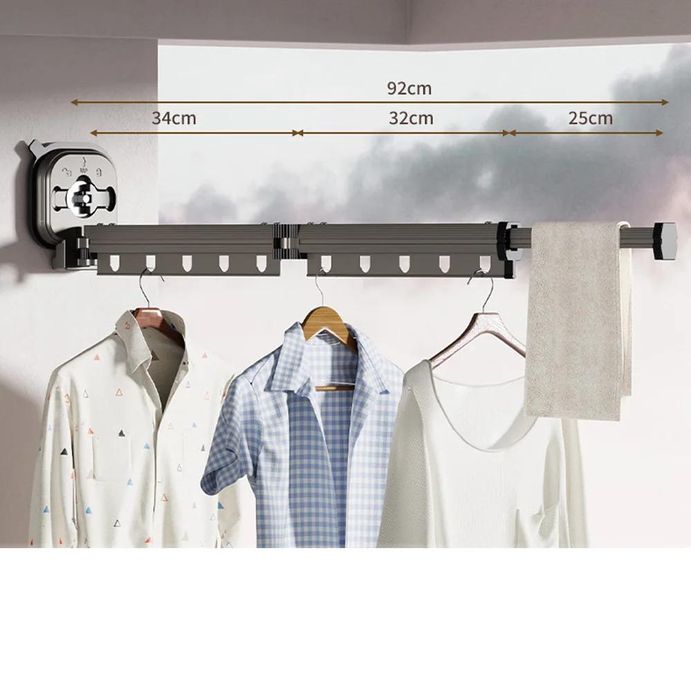 Stainless Steel Wall Mounted Folding Retractable Drying Rack 360° for Laundry Room,Balcony,Dorm,No-hole suction cup Drying Rack