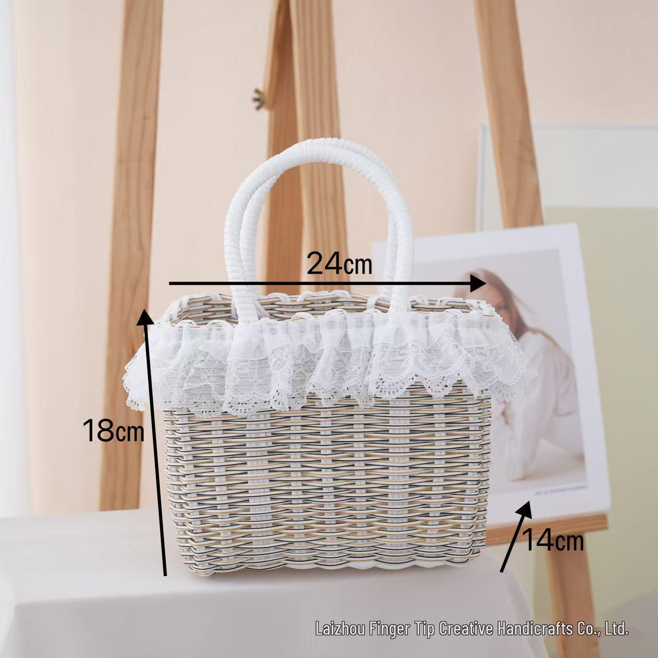 

Colorful Woven Plastic Basket: Handheld Souvenir Gift, Imitation Rattan, Ladies Bath & Storage Basket