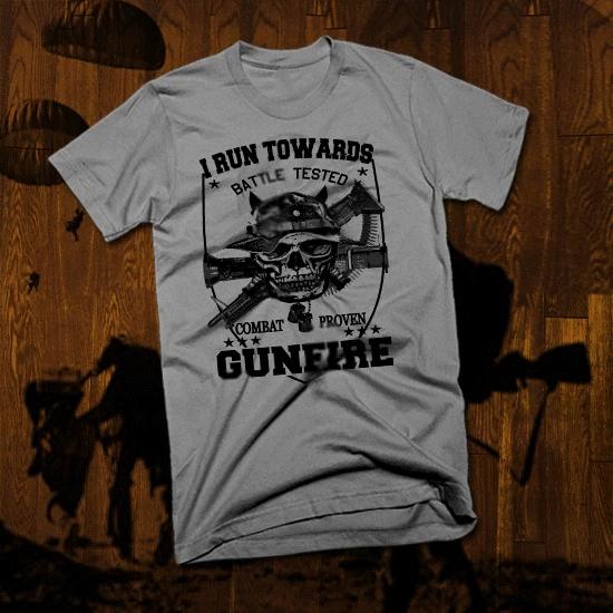 Military t-shirt Army Special Forces Rangers Infantry Combat gunfire tee XL