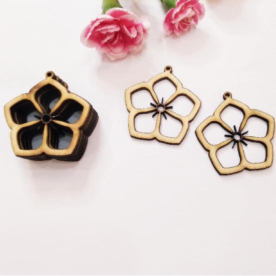 30PCS Hibiscus Flower Cutout Unfinished Wood Earring Blanks, Jewelry Making Crafts, DIY Project Wood, Dangle Earrings Jewelry Blanks (2'')