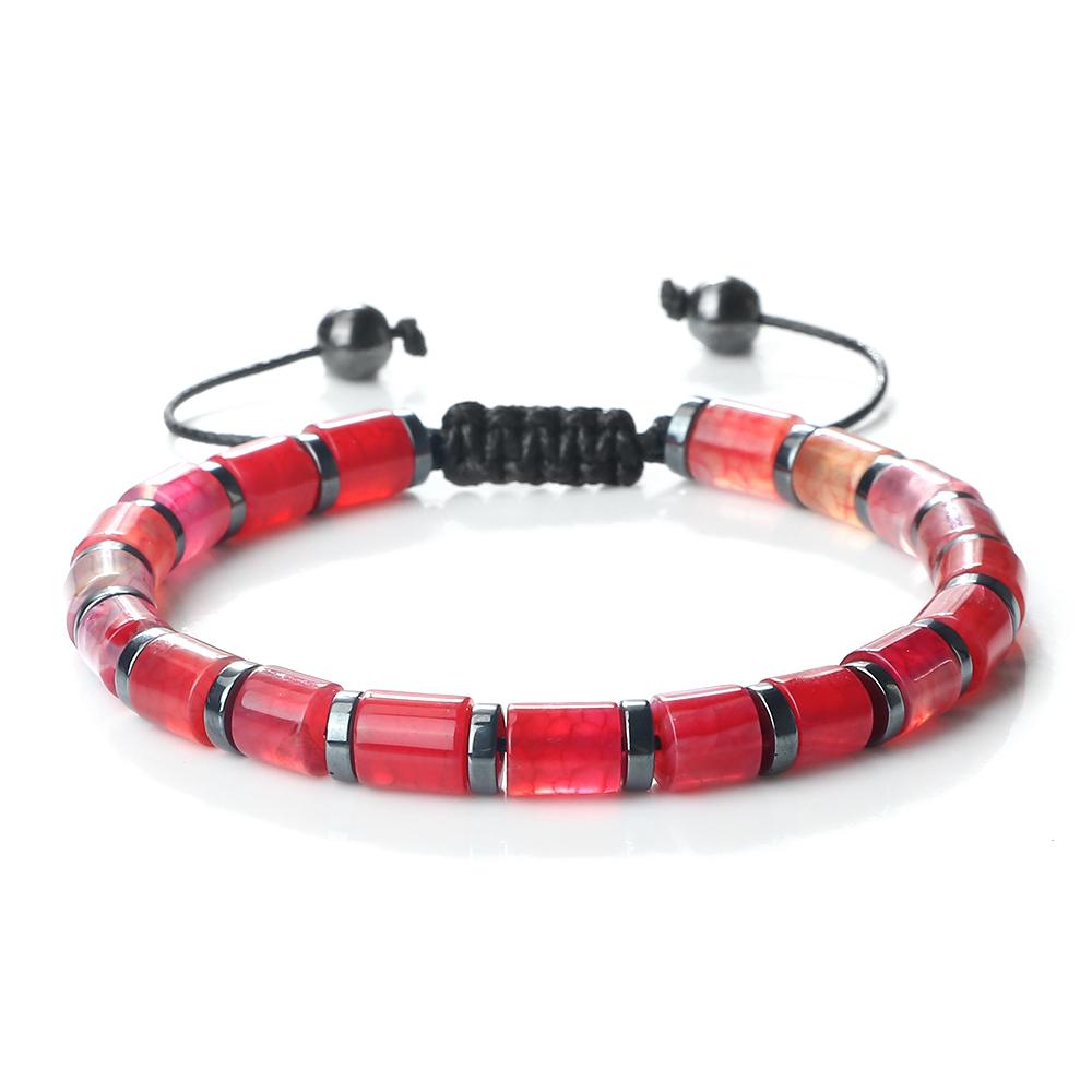 6mm Tiger Eye Onyx Bracelet Adjustable Natural Stone Cylinder Beads Black Obsidian Spacers Stretch Bangle Men Women Gift Jewelry